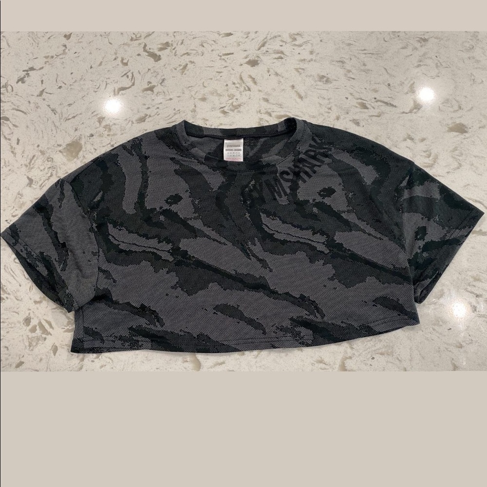 Gymshark mesh camo crop top